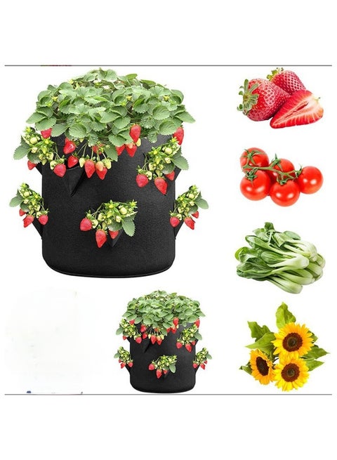 2 Pack Hanging Strawberry Planters - 7 Gallon (27L) Hanging Strawberry Planters, Hanging Breathable Planting, Sturdy Hanging Handles, Thickenedable Felt Fabric, Suitable for Tomatoes, Peppers, Vegetables