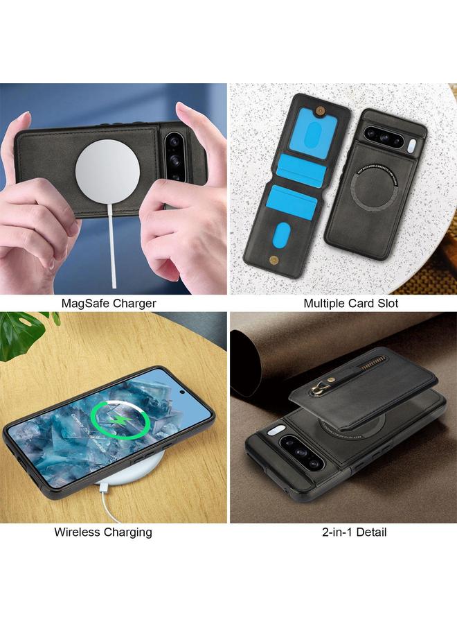 Green Tiger Case For Google Pixel 8 Pro Zipper Wallet Split MagSafe Leather Back Phone Case - Image 5