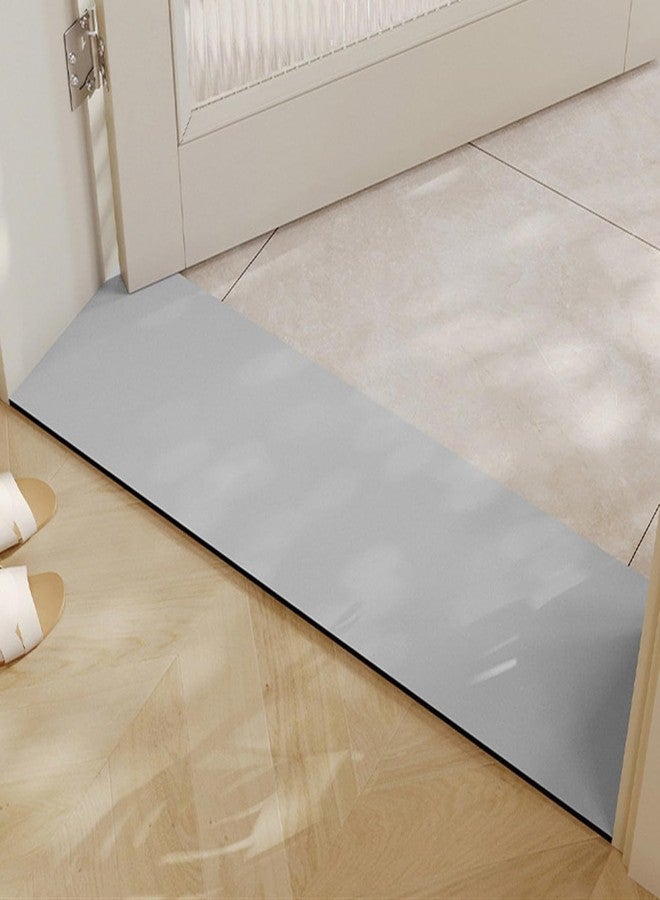 Insun Long Bathroom Rug Non Slip Washable Bath Runner Absorbent Quick Dry Thin Floor Mats Light Grey 12" x 32" - Image 2