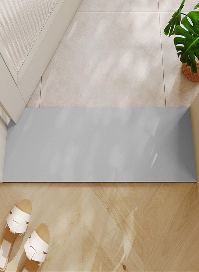 Insun Long Bathroom Rug Non Slip Washable Bath Runner Absorbent Quick Dry Thin Floor Mats Light Grey 12" x 32" - Image 1