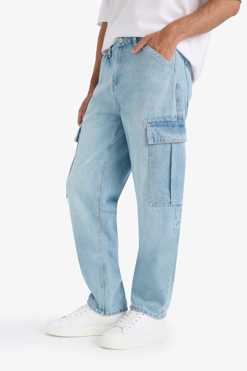 DeFacto Blue Man Relax Fit Regular Hem Denim Trousers Casual - Image 5