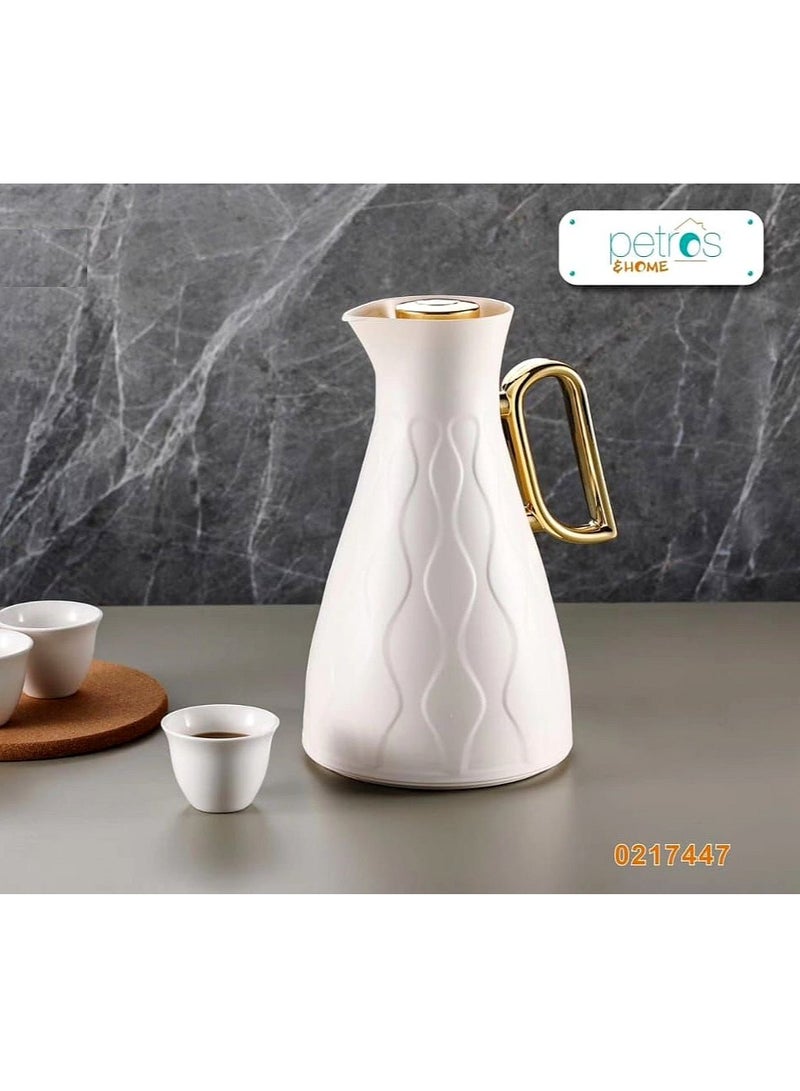 Elegant thermos set for tea and coffee, pearl/gold