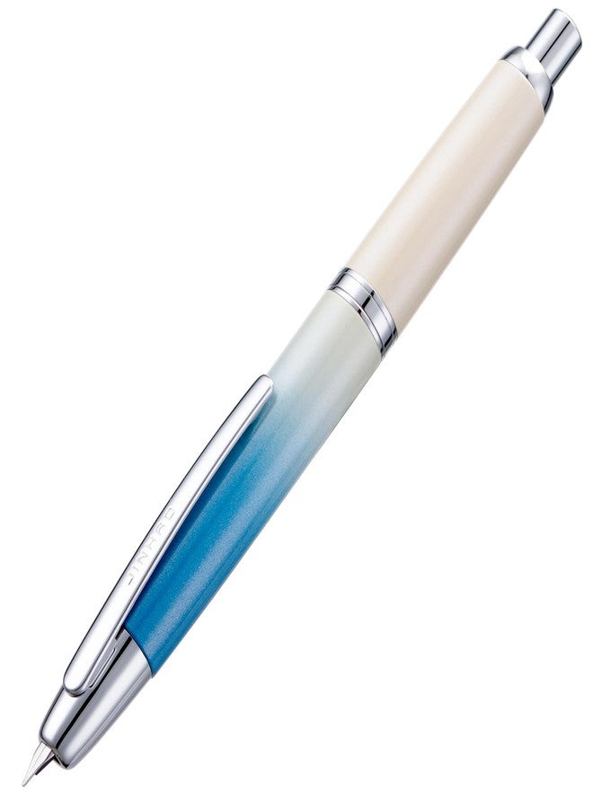 Wikult Jinhao 10 Press Fountain Pen with Box, Gradient Blue Retractable Fine Nib with Ink Converter Limited Edition Set (Silver Clip) - Image 1