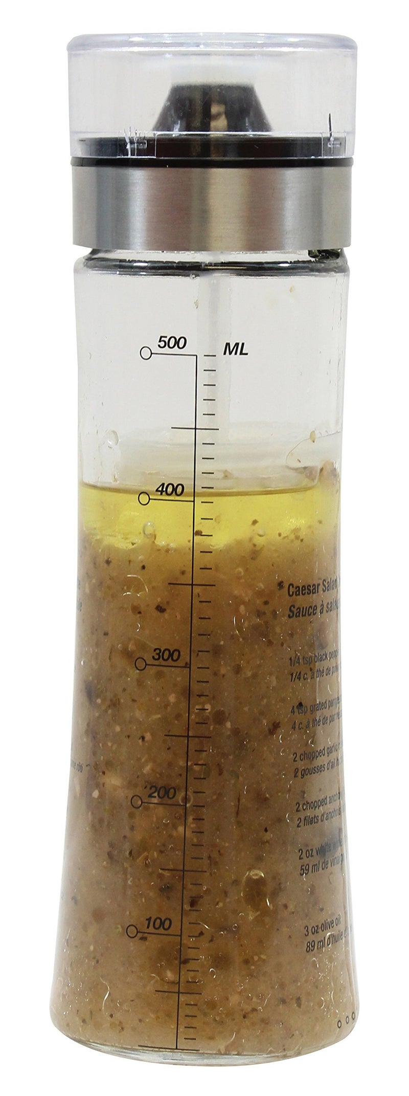 Tablecraft Salad Dressing Shaker, Glass with Plastic & Metal Pour Spout Top, Clear - Image 3