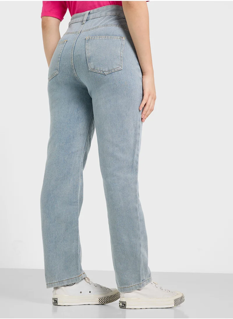 Ginger High Rise Straight Fit Jeans
