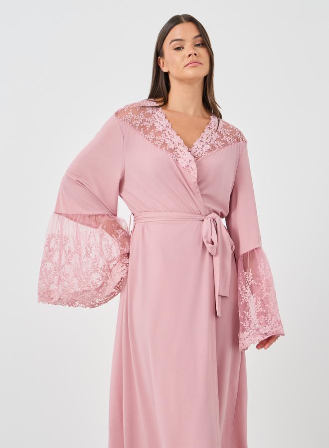 Styli Lace Insert Long Sleeve Robe - Image 2