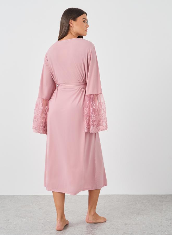 Styli Lace Insert Long Sleeve Robe - Image 4