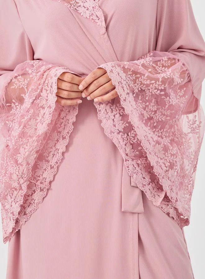Styli Styli Lace Insert Long Sleeve Robe