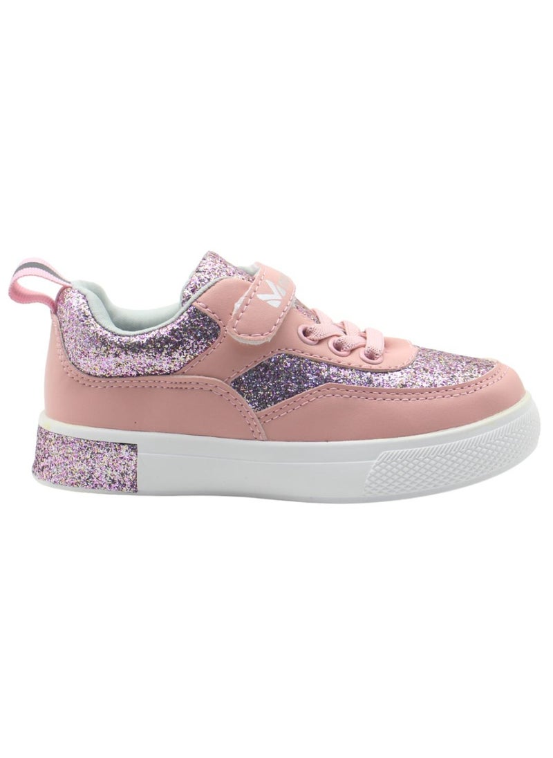 Mon Ami Girls’ Glitter Sparkle Sneakers – Lightweight Pink Casual Shoes with Hook & Loop Strap, Cushioned Insole, and Breathable Design for School, Outdoor Play, and Everyday Use  - Image 1