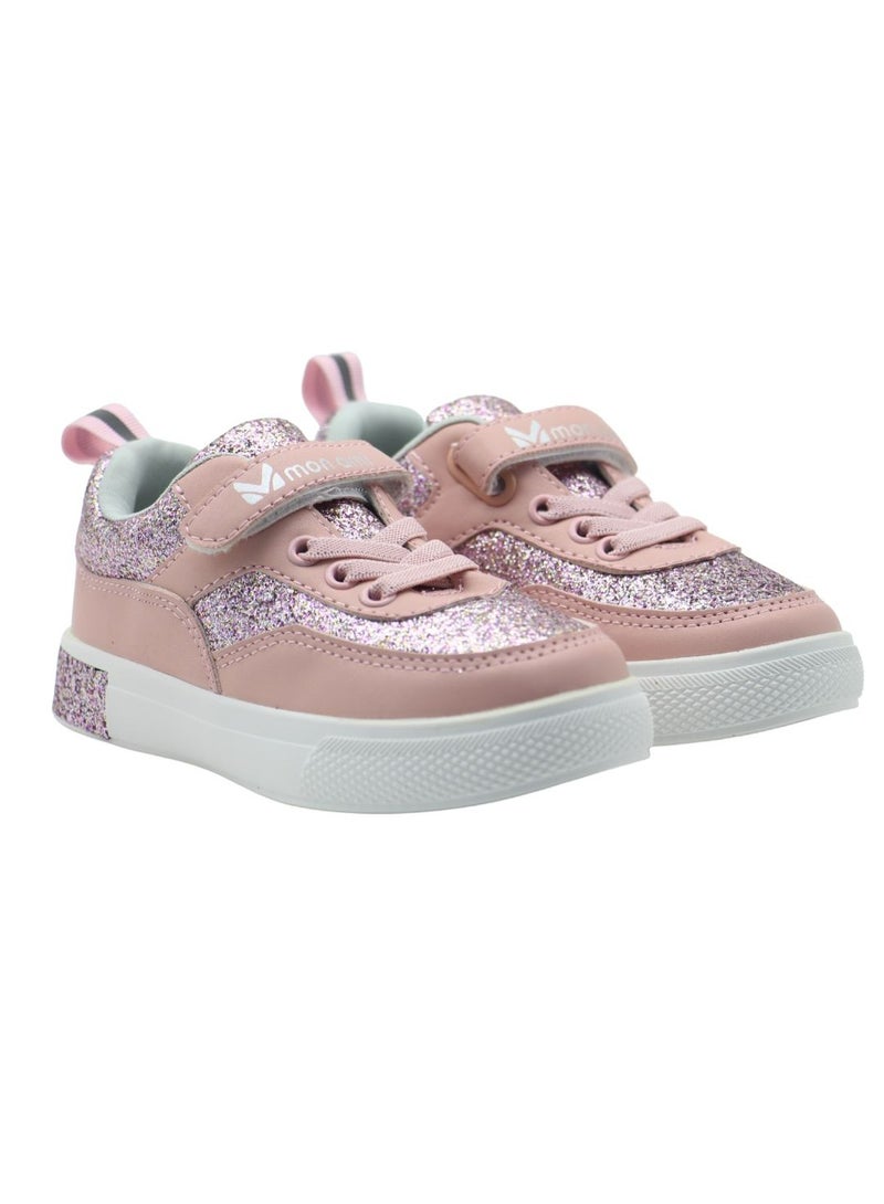 Mon Ami Girls’ Glitter Sparkle Sneakers – Lightweight Pink Casual Shoes with Hook & Loop Strap, Cushioned Insole, and Breathable Design for School, Outdoor Play, and Everyday Use - Image 4