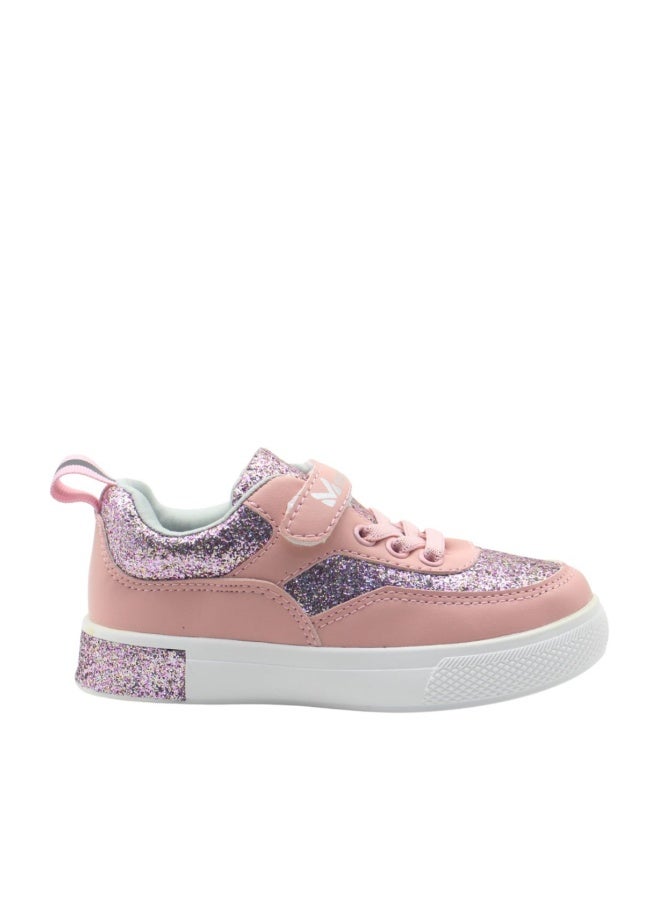 Mon Ami Girls’ Glitter Sparkle Sneakers – Lightweight Pink Casual Shoes with Hook & Loop Strap, Cushioned Insole, and Breathable Design for School, Outdoor Play, and Everyday Use - Image 1