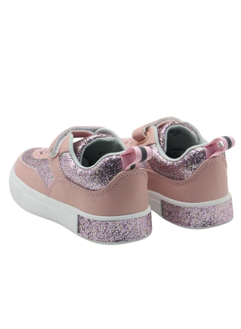 Mon Ami Girls’ Glitter Sparkle Sneakers – Lightweight Pink Casual Shoes with Hook & Loop Strap, Cushioned Insole, and Breathable Design for School, Outdoor Play, and Everyday Use - Image 5