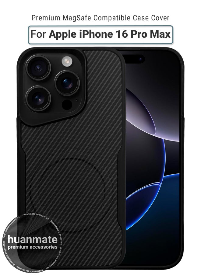 huanmate - Apple iPhone 16 Pro Max MagSafe Case Black- High Quality Strong Magnet, Wireless Charging Compatible, Shockproof Protection, Ultra Slim Anti-Scratch Magnetic Cover for Apple iPhone 16 Pro Max - Image 1