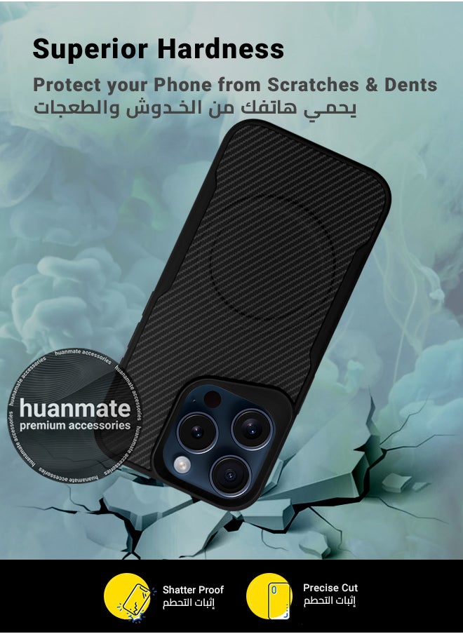 huanmate - Apple iPhone 16 Pro Max MagSafe Case Black- High Quality Strong Magnet, Wireless Charging Compatible, Shockproof Protection, Ultra Slim Anti-Scratch Magnetic Cover for Apple iPhone 16 Pro Max - Image 1
