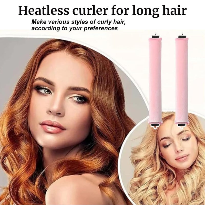 M'AYCREATE MAYCREATE® Heatless Hair Curler, Flexible Curling Rod with Hook, Satin Rollers for All Hair Types, No Heat Curls to Sleep for Curl Rods, Heatless Curls for Blowout Hair, Pink - Image 4