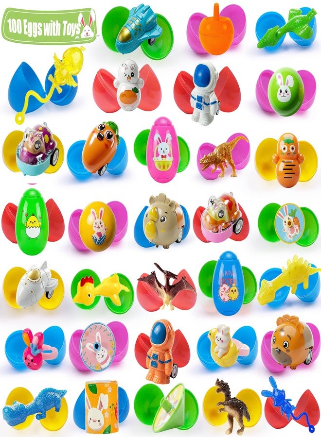 SQZUWIT 100 Pcs Prefilled Easter Eggs Filled with Toys Inside for Kids Boys Girls Pre-filled Easter Hunt Basket Stuffers Essentials Fillers Party Favors Classroom Prize Supplies - Image 1