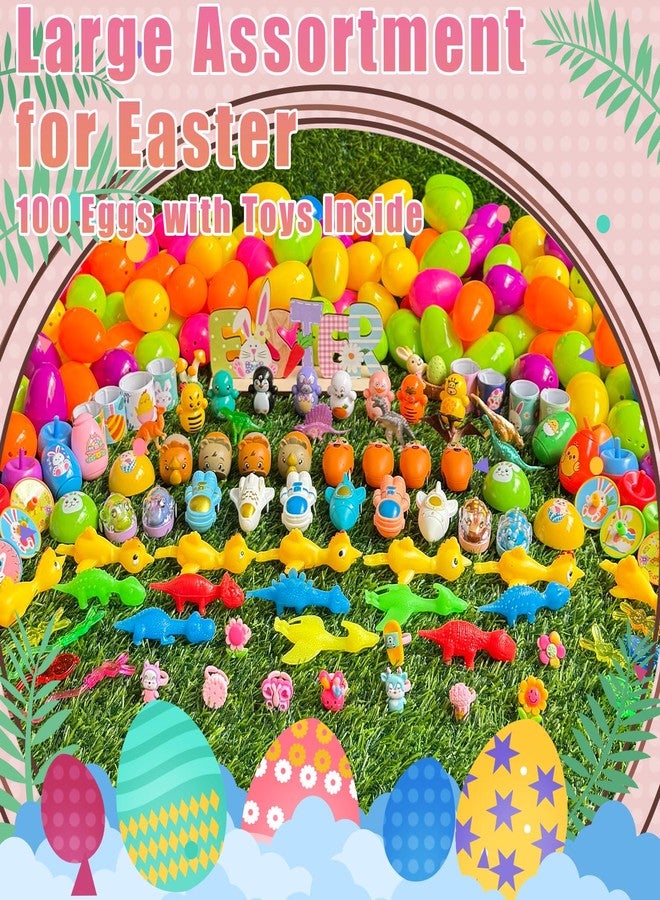 SQZUWIT 100 Pcs Prefilled Easter Eggs Filled with Toys Inside for Kids Boys Girls Pre-filled Easter Hunt Basket Stuffers Essentials Fillers Party Favors Classroom Prize Supplies - Image 5