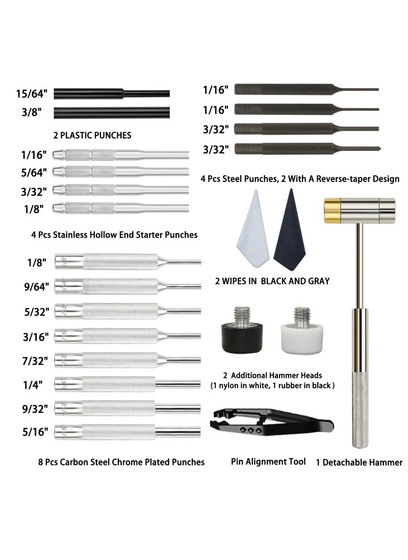 BESTNULE BESTNULE Punch Set, Punch Tools, Roll Pin Punch Set, Made of Solid Material Including Steel Punch and Hammer, Ideal for Machinery Maintenance with Organizer Storage Container (Without Bench Block)  - Image 3