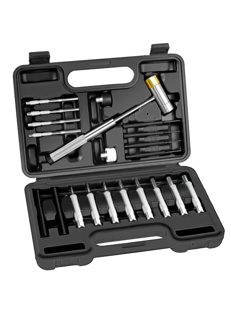 BESTNULE BESTNULE Punch Set, Punch Tools, Roll Pin Punch Set, Made of Solid Material Including Steel Punch and Hammer, Ideal for Machinery Maintenance with Organizer Storage Container (Without Bench Block)  - Image 1
