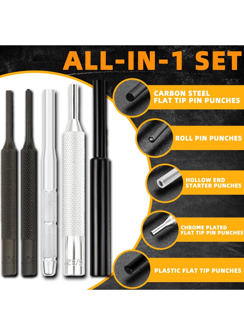 BESTNULE BESTNULE Punch Set, Punch Tools, Roll Pin Punch Set, Made of Solid Material Including Steel Punch and Hammer, Ideal for Machinery Maintenance with Organizer Storage Container (Without Bench Block)  - Image 5
