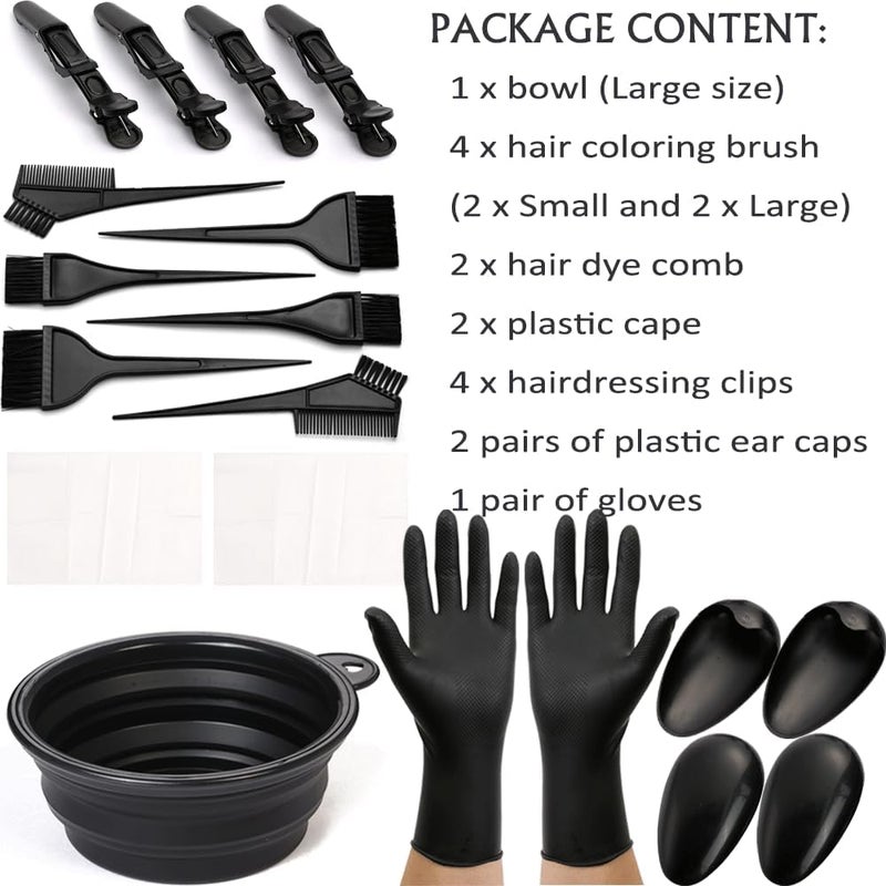Borogo 19Pcs Professional Salon Hair Coloring Dyeing Kit, Hair Coloring Products with Hair Dye Brush, Hair Color Bowl, Hair Clips For Hair Dye Tools - Image 2