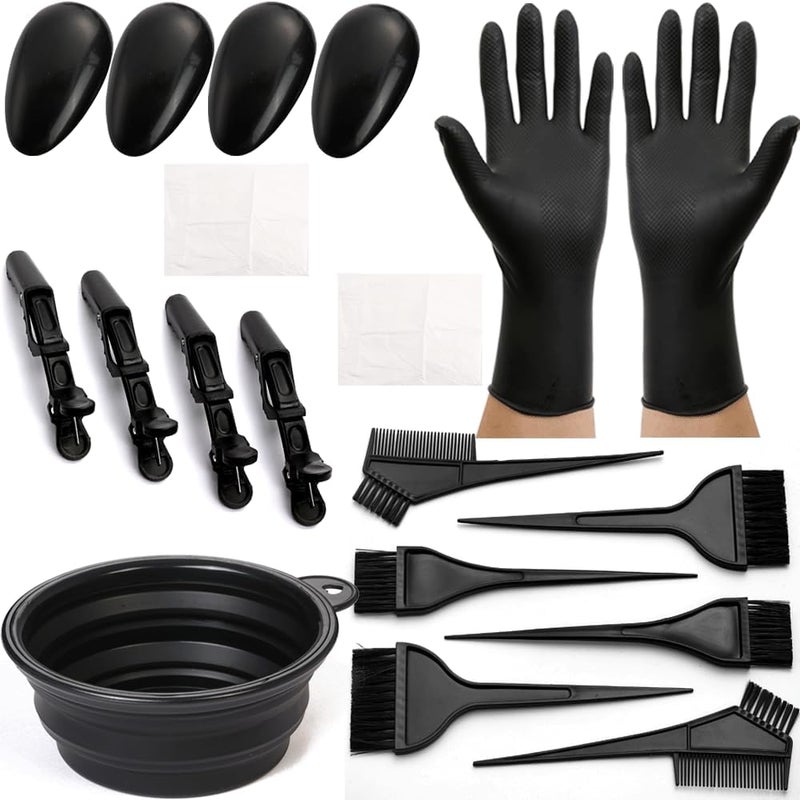Borogo 19Pcs Professional Salon Hair Coloring Dyeing Kit, Hair Coloring Products with Hair Dye Brush, Hair Color Bowl, Hair Clips For Hair Dye Tools - Image 1