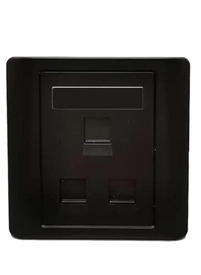 DKURVE - DKURVE Black CAT5E CAT6 Network Wall Socket RJ45 LAN Faceplate Ethernet Wall Socket Faceplate Wall Plate (3 Port) - Image 1