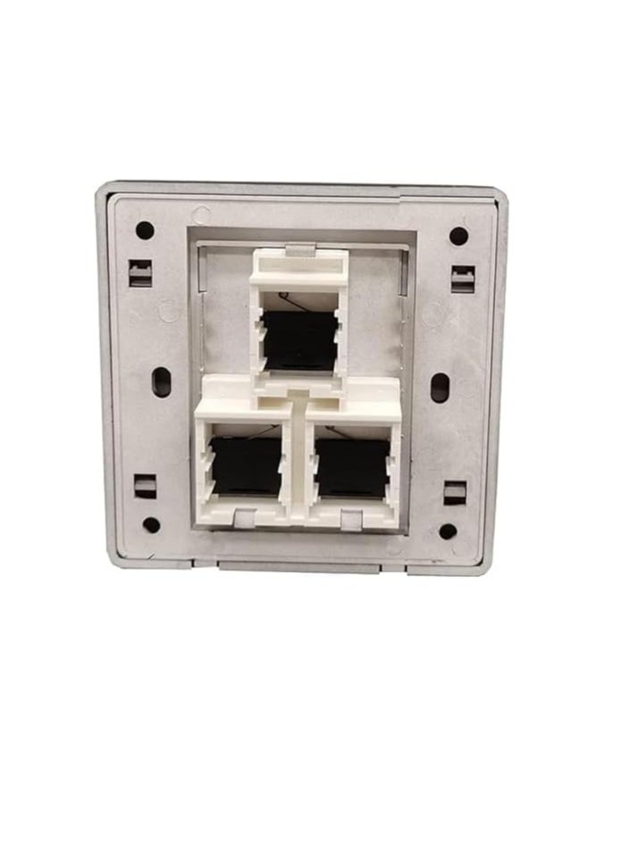 DKURVE - DKURVE Black CAT5E CAT6 Network Wall Socket RJ45 LAN Faceplate Ethernet Wall Socket Faceplate Wall Plate (3 Port) - Image 1