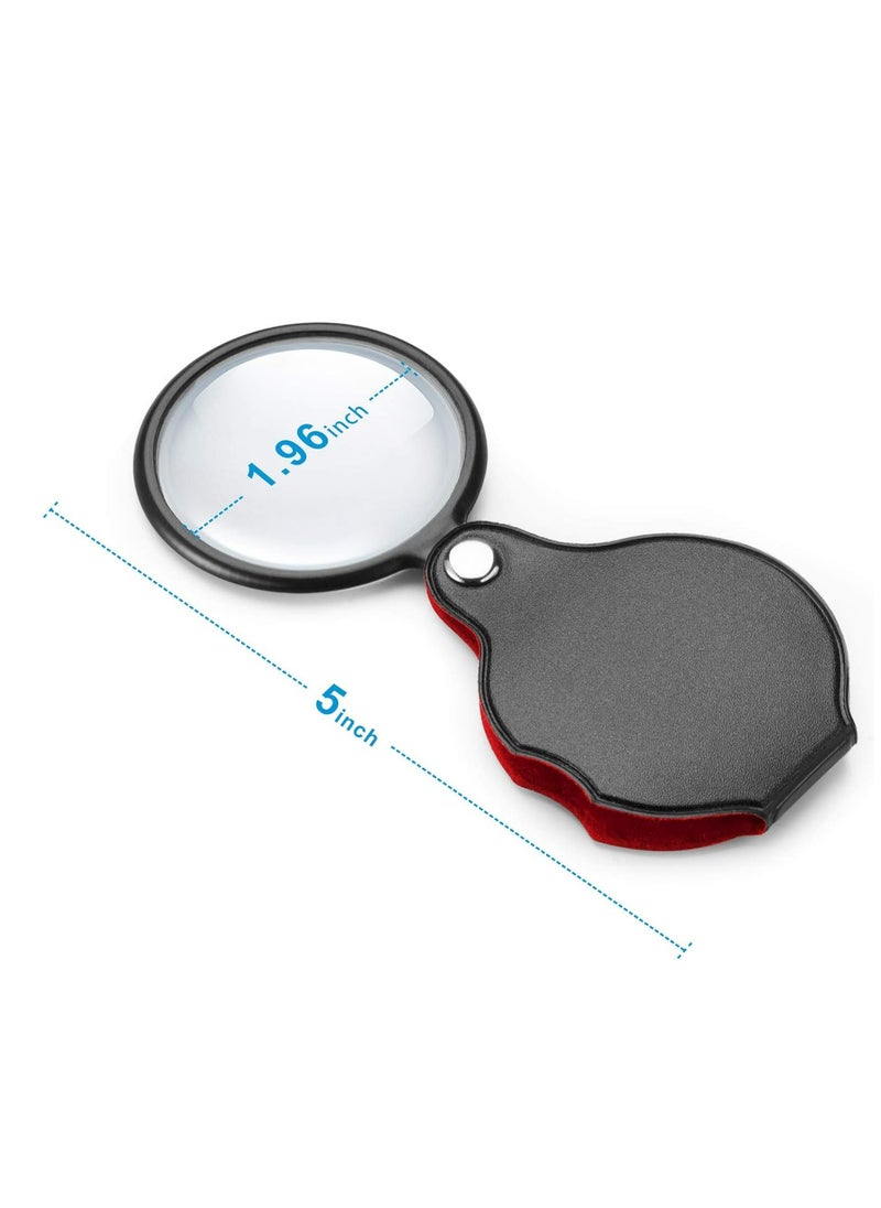 Generic - 2PCS Upgrade 10X Small Magnifying Glasses for Kids/Senior, Pocket Magnifier for Reading/Close Work, Mini Folding Magnifying Magnify Glass with Protective Sheath, Ideal for Repairing/Hobby/Coins, 1.96" - Image 1