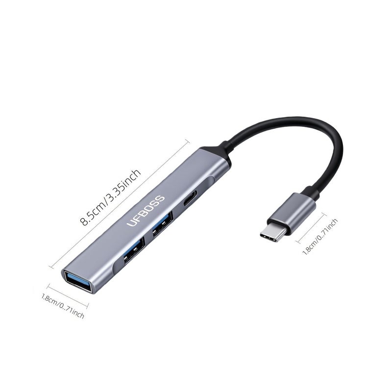 Genuine Aluminum Alloy USB 3.0 Hub 3USB Plus Type C Port for Mobile Phone - Image 2