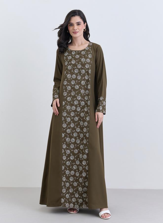 Amirah Floral Print Center Panel Jalabiya - Image 3