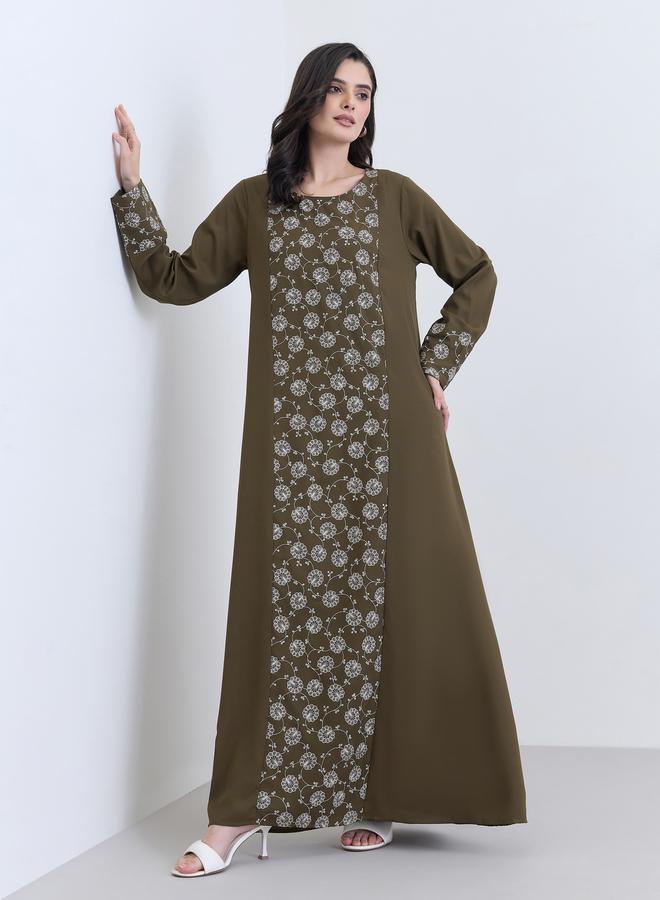 Amirah Floral Print Center Panel Jalabiya - Image 2