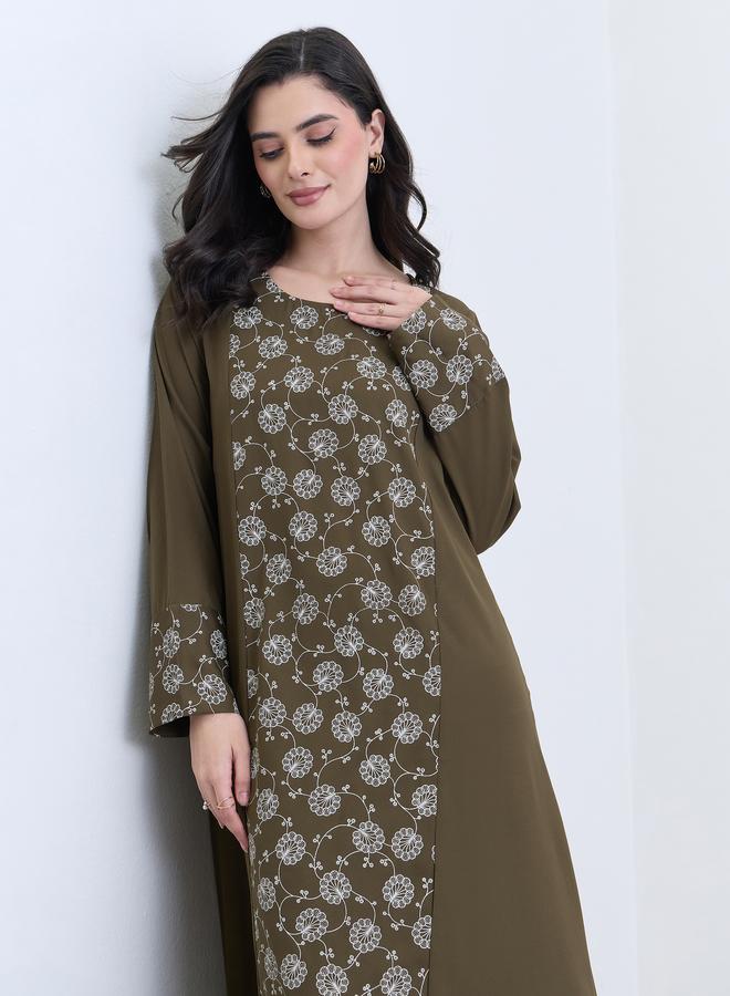 Amirah Floral Print Center Panel Jalabiya - Image 1