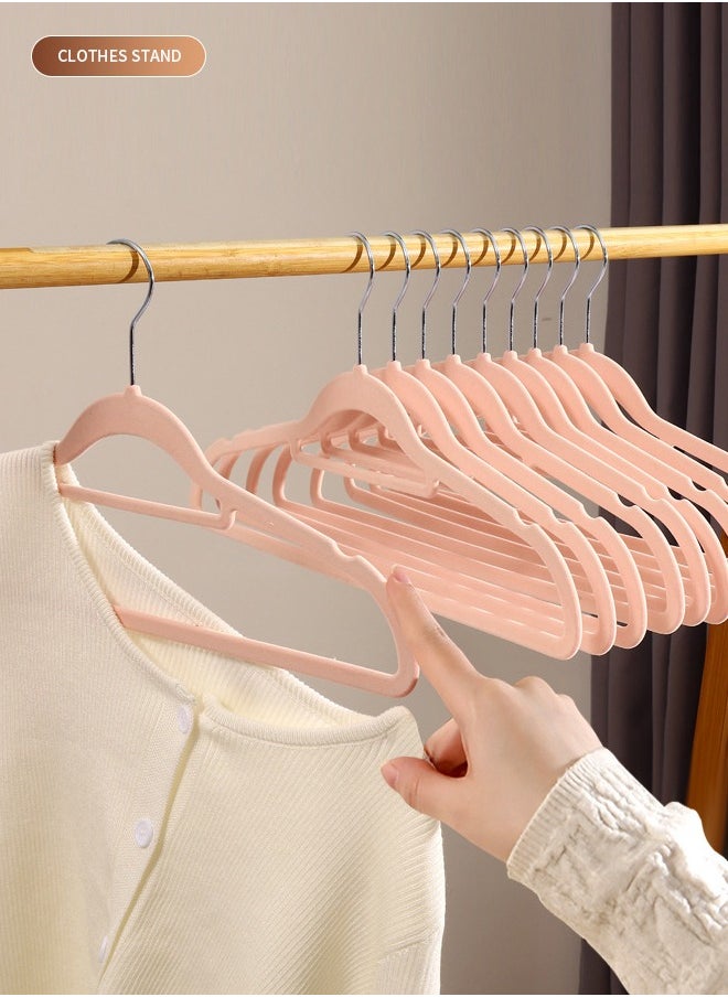 ZCM-HAPPY 20- Piece Anti Slip Velvet Cloth Hanger Set Pink  - Image 3