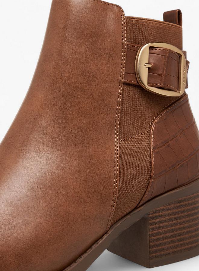 Celeste Women's Buckle Detail Ankle Boots with Zip Closure - Image 4