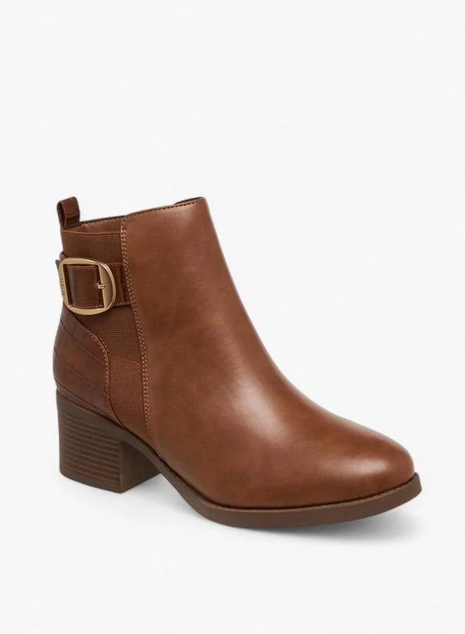 Celeste Women's Buckle Detail Ankle Boots with Zip Closure