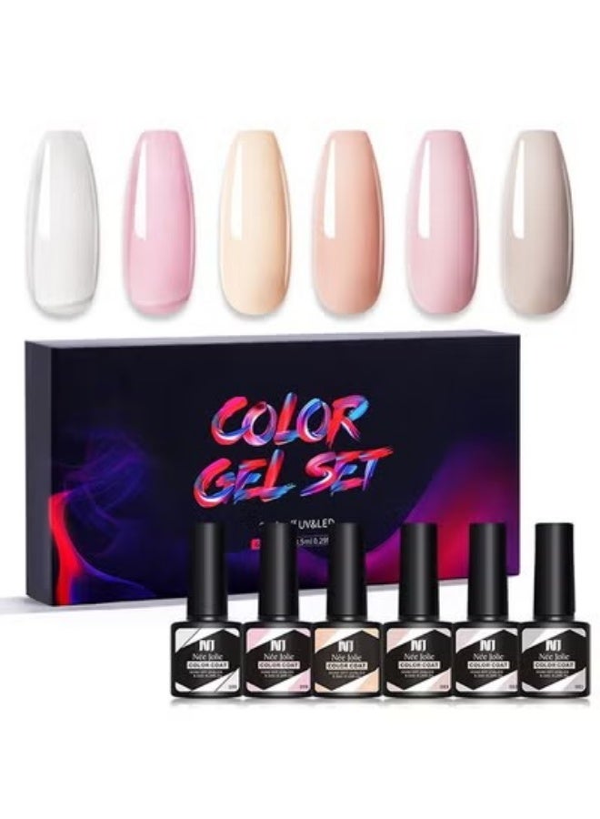 Nee Jolie Color Gel Set, 6Pcs Gel Nail Polish Kit, Soak Off UV LED Nail Lamp, Nail Art Design DIY Home Gift Set for Women Girl - Image 1