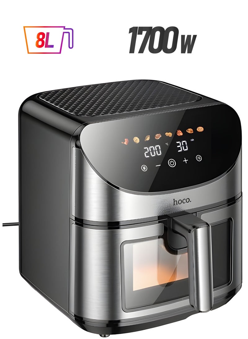 هوكو قلاية هوائية بسعة 8.0 لتر قوة كهربائية 1700 واط مزودة بشاشة رقمية لعرض كافة المؤشرات وازرار التحكم الشامل HE21 - Image 1