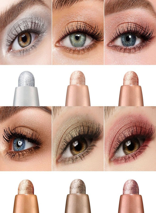 RoseFlower 6 Colors Glitter Eyeshadow Stick Colorful Set, Waterproof Eye Shadow Sticks, Cream Eyeshadow Pencil Makeup Set, High Pigmented Waterproof & Long Lasting Contour Stick, EyeLiner Makeup for Women - Image 3
