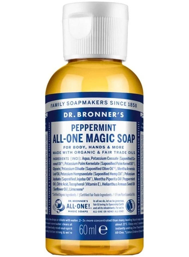 Dr. Bronner's All-One Magic Soap Peppermint 60ml - Image 1