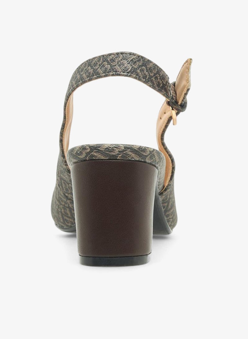 Flora Bella By Shoexpress Women Monogram Print Block Heel Shoes - Image 5
