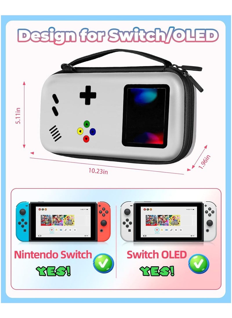 XICEN Carrying Case for Nintendo Switch OLED, Retro Design Protective Hard Shell Cover, Cute Game Storage Bag with Strap for Switch 2017/Oled 2021  - Image 2
