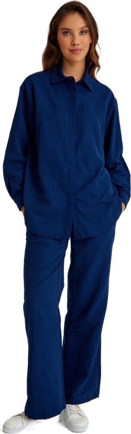 Barbora Linen Daily Double Set Bottom Top LN17LACIVERT4  - Image 1