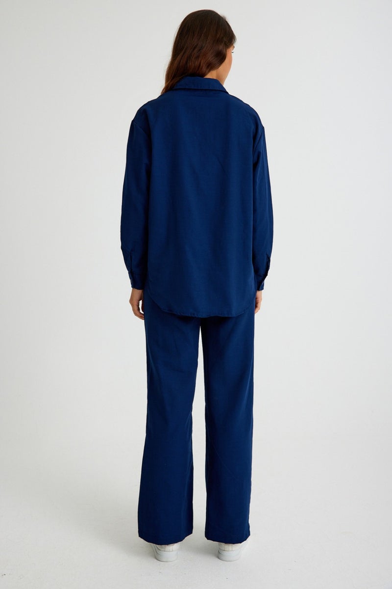 Barbora Linen Daily Double Set Bottom Top LN17LACIVERT4  - Image 4