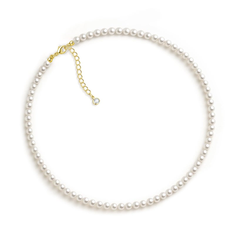 Zeffy Pearl Necklace for Women, 4MM Dainty Round Imitation Pearl Choker Necklace Wedding Delicate Jewelry for Women Simple Bridesmaid Jewelry Gifts - Image 1