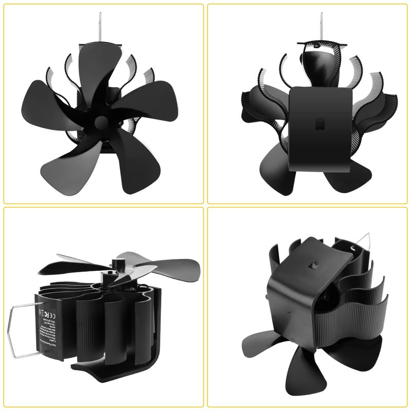 PYBBO Heat Powered Wood Chimneys Stove Fan, Pipe Fireplace Fan, 5 Blades Silent Operation Motors Fan, Winter Cocoon Stove Fan for Wood Burning Stove/Pellet/Log with Magnetic Thermometer - Image 5