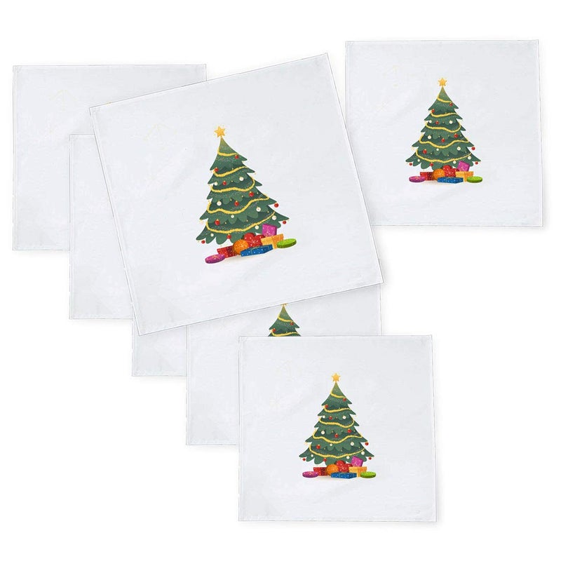 Khakee 6 Pcs Christmas Theme Tafta Silk Table Napkins 10x 10 for Xmas Decoration Christmas OrnamentsChristmas Gift npxmas159P - Image 1