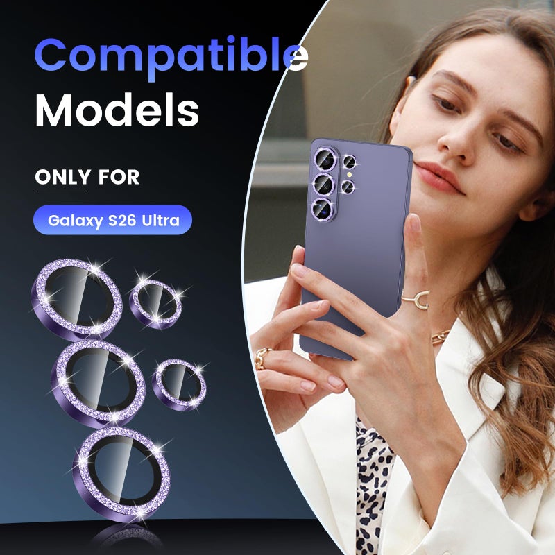 Tensea (3+2PCS Compatible with Samsung Galaxy S26 Ultra Camera Lens Protector, 9H Tempered Glass Camera Cover Screen Protector Metal Individual Ring [Installation Tray][Case Friendly] - Image 2