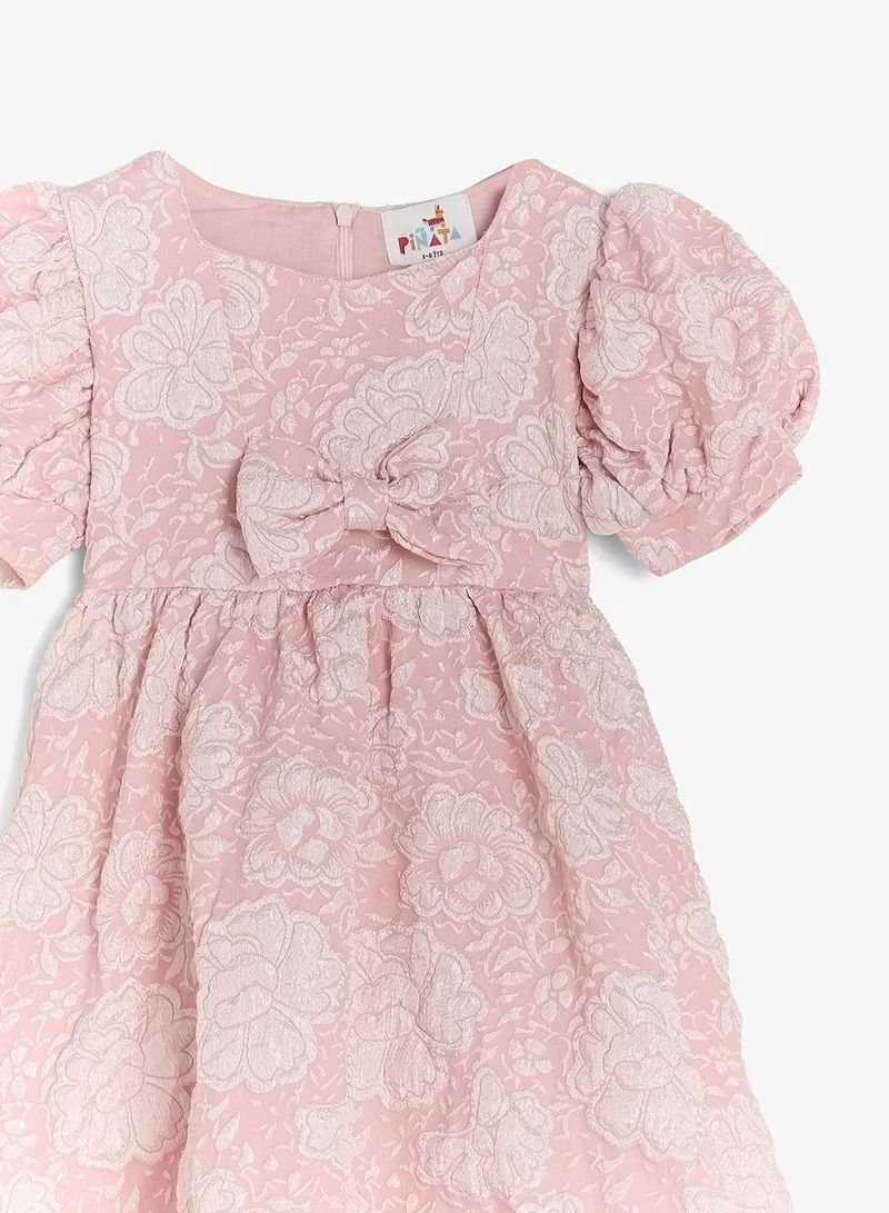 Pinata  Flower Textured Puff Sleeve Occasion Dress for Women | Best Price UAE