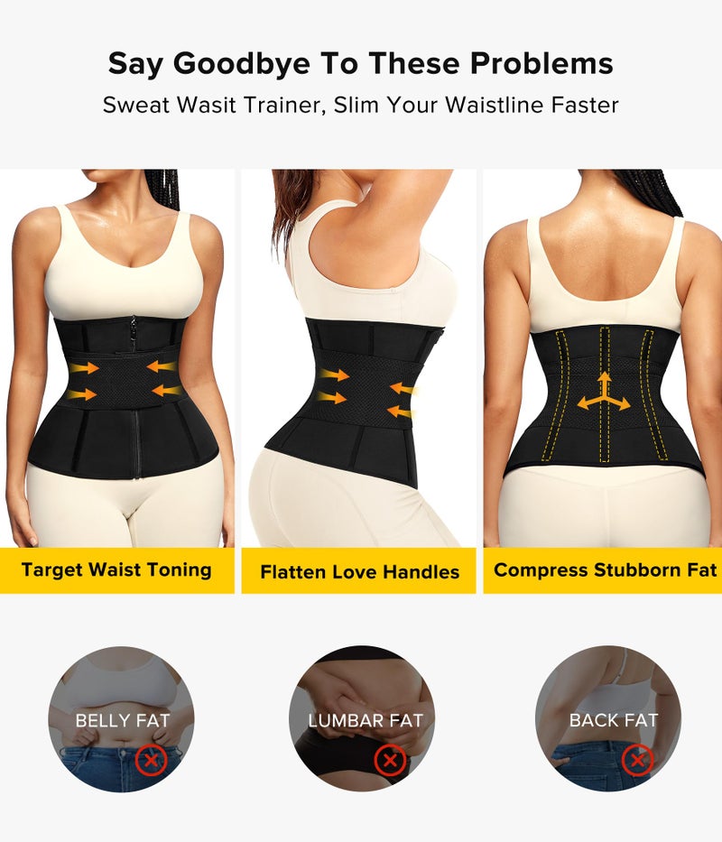 Junlan Sweat Waist Trainer for Women - Sauna Waist Trimmer for Working Out(Black,Large) - Image 4